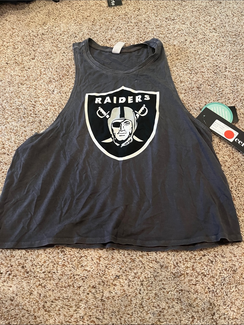Los Angeles Raiders Black Crop Tank Top - Raiders Logo